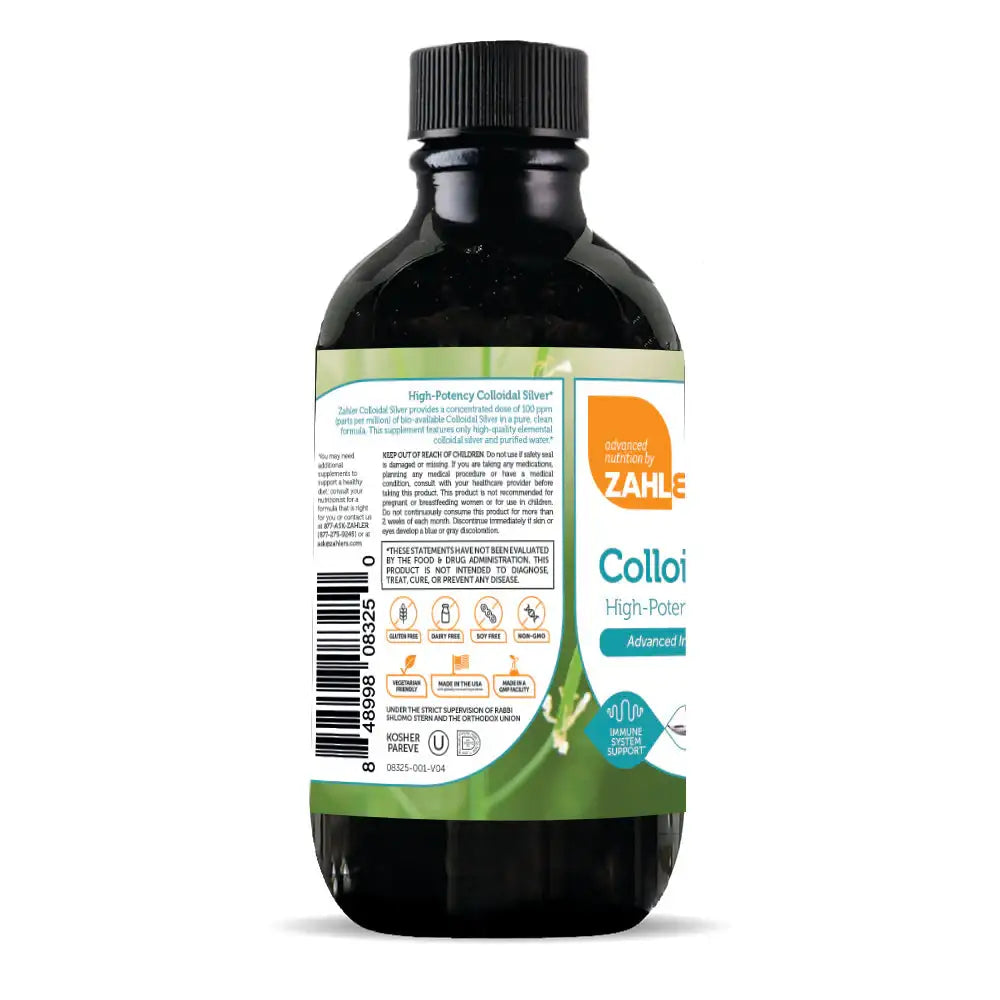 Zahler Colloidal Silver 100 PPM Liquid, Immune Support Supplement, High Potency, Non-GMO, 4 oz Bottle - Vegan & Gluten Free