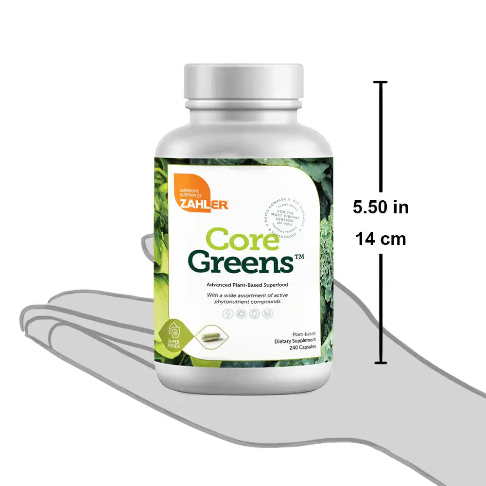 Zahler Core Greens Capsules - Organic Plant-Based Superfood for Energy Gut &  Immune Support - Fruit & Veggie Blend - 240 Caps - HSA FSA Eligible