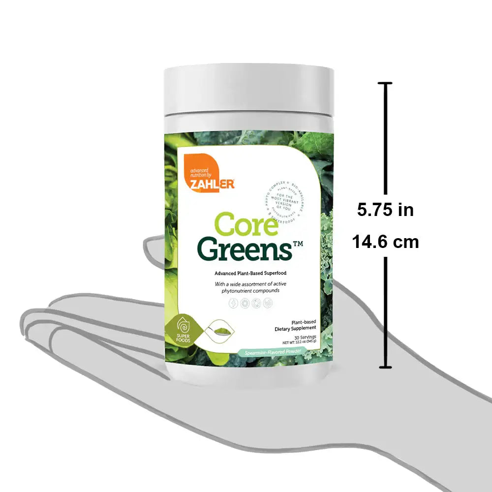 Zahler Core Greens Powder - Plant-Based Superfood with Spectra Blend - Energy  Gut & Immune Support - 30 Servings - Spearmint Citrus - HSA FSA Eligible