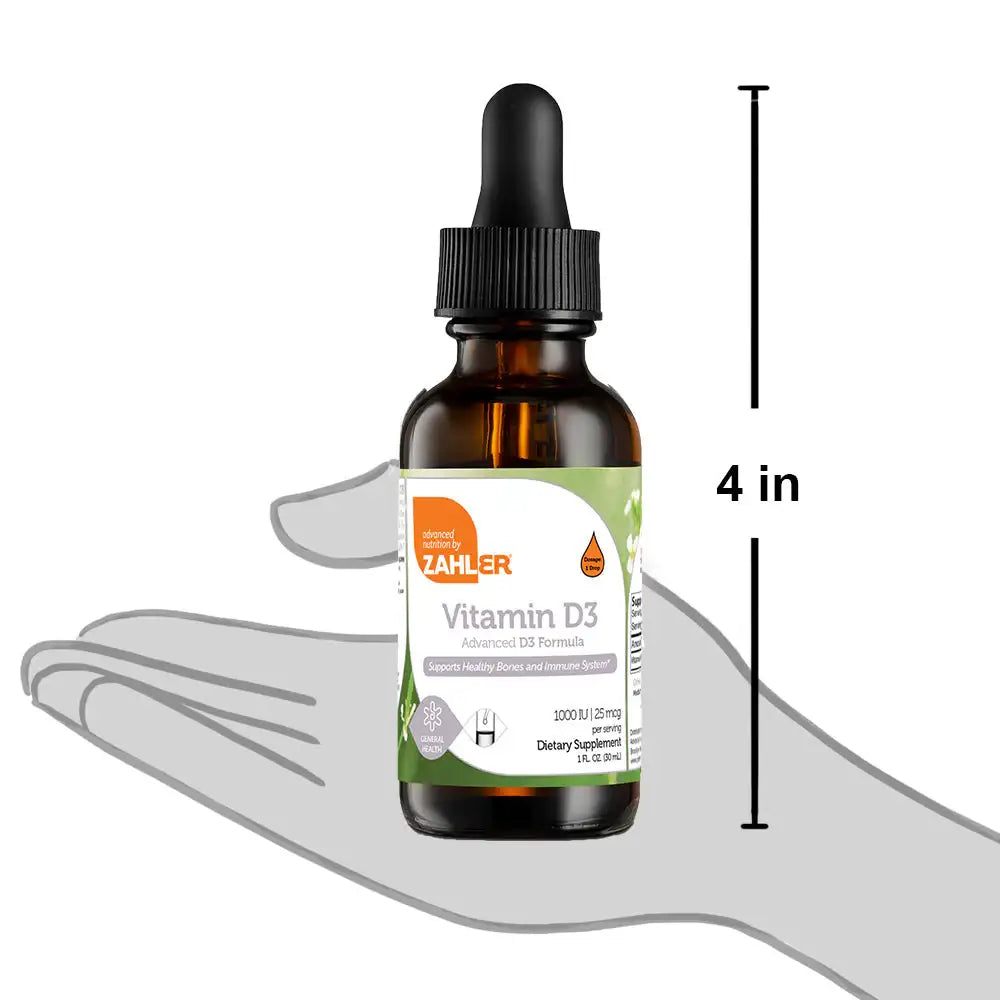 Zahler Vitamin D3 Liquid 1000 IU - High-Potency Drops for Bone & Immune Support - 1 fl oz Supplement HSA/FSA Eligible