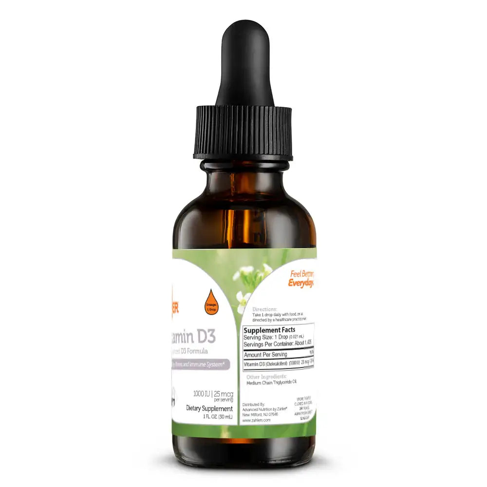 Zahler Vitamin D3 Liquid 1000 IU - High-Potency Drops for Bone & Immune Support - 1 fl oz Supplement HSA/FSA Eligible