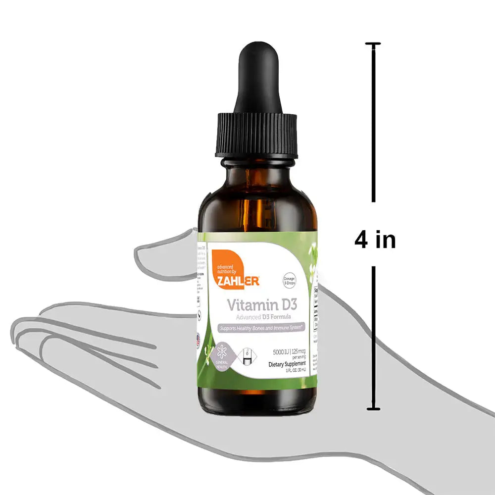 Zahler Vitamin D3 Liquid 5000 IU - High-Potency Drops for Bone & Immune Support - 1 fl oz Supplement HSA/FSA Eligible