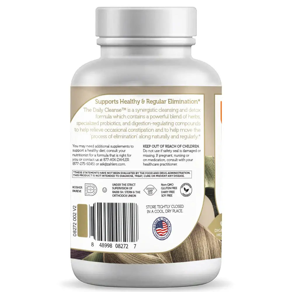 Zahler The Daily Cleanse - Digestive Detox with Triphala & Cape Aloe - Gut Health Support Supplement 60 Capsules HSA/FSA Eligible