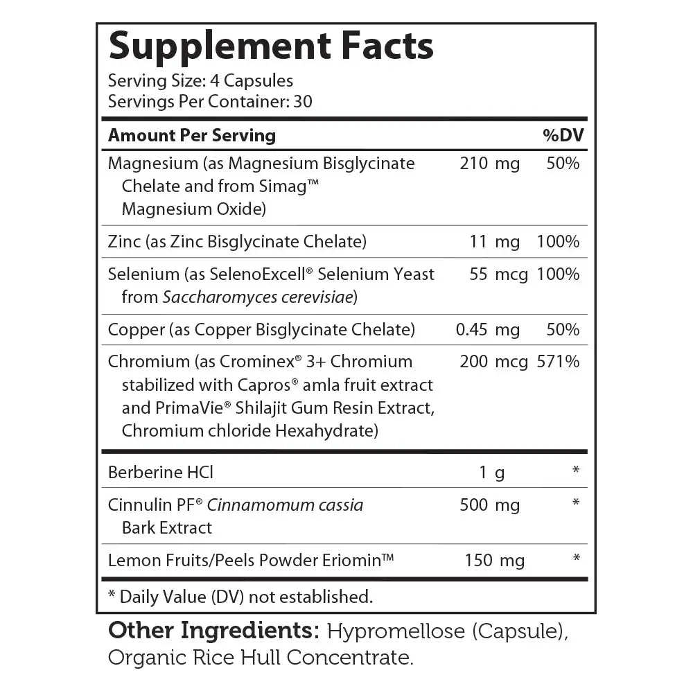 Zahler Diabetter - Glucose Support with Berberine, Cinnamon, Chromium & Zinc - Helps Maintain Blood Sugar - 120 Capsules - HSA/FSA Eligible