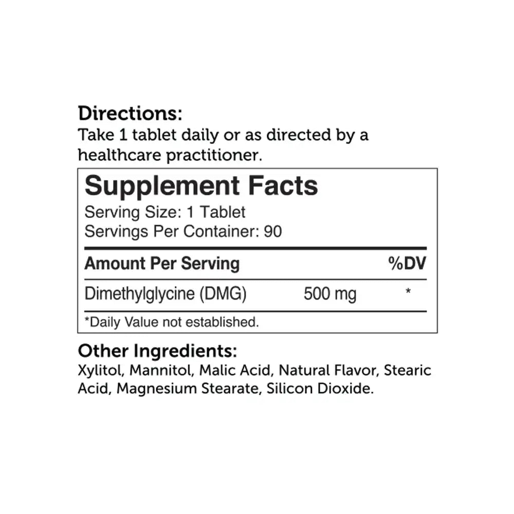 Zahler DMG 500 mg - Cellular Oxygenation, Endurance & Immune Support - 90 Chewable Tablets for Energy & Focus