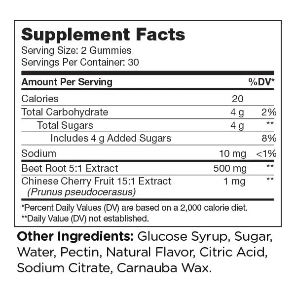 Zahler Beet Root Gummies, 500mg Extract + Cherry Fruit, Heart & Circulation  Support, Dark Cherry Flavor, 60ct - HSA/FSA Eligible
