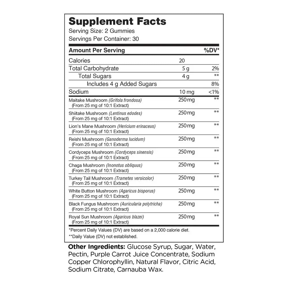 Zahler - Mushroom Complex Gummies with 10 Mushroom Extracts for Immunity & Brain Health - Raspberry Flavor - HSA/FSA Eligible - 60 Count