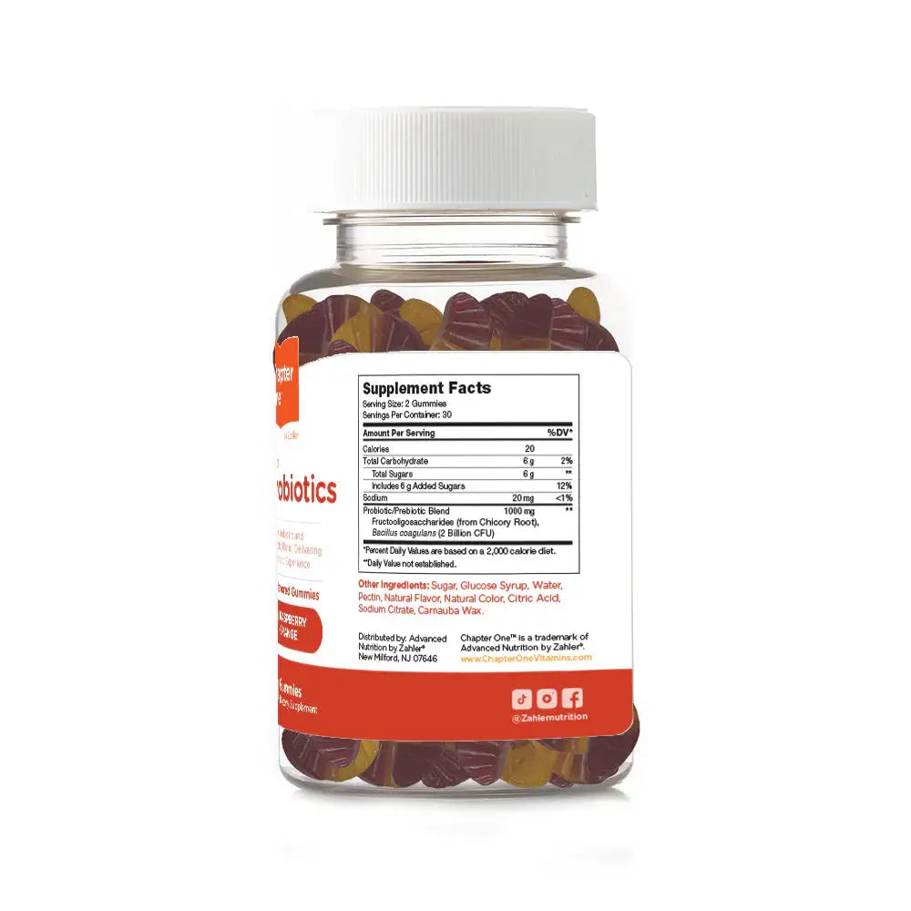 Zahler - Probiotic Gummies for Gut Health and Digestion Support - Raspberry Orange Flavor - 60 Count - HSA-FSA Eligible