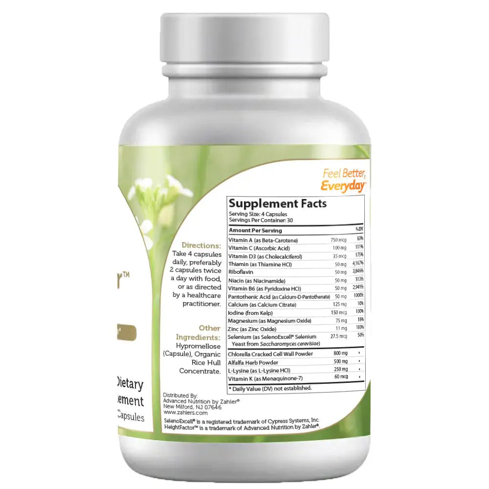 Zahler HeightFactor - Growth Support with Calcium, Zinc, Chlorella & Alfalfa - Pituitary Support Formula - 120 Capsules - HSA/FSA Eligible