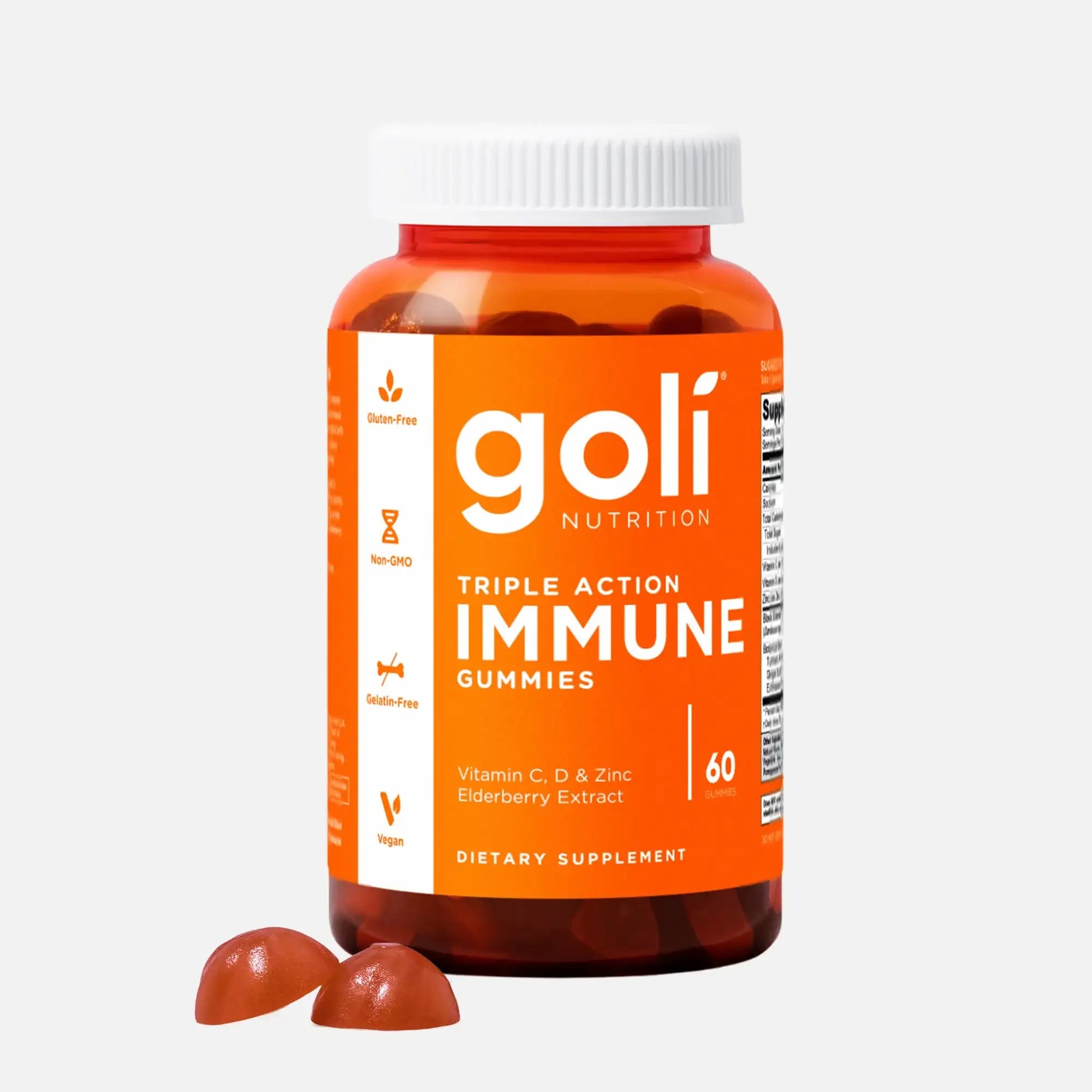 1 Bottle of Goli Triple Action Immune Gummies - Vitamin C, D, Zinc + Elderberry & Botanical Blend - Immune, Gut & Joint Support - Vegan - HSA/FSA Eligible