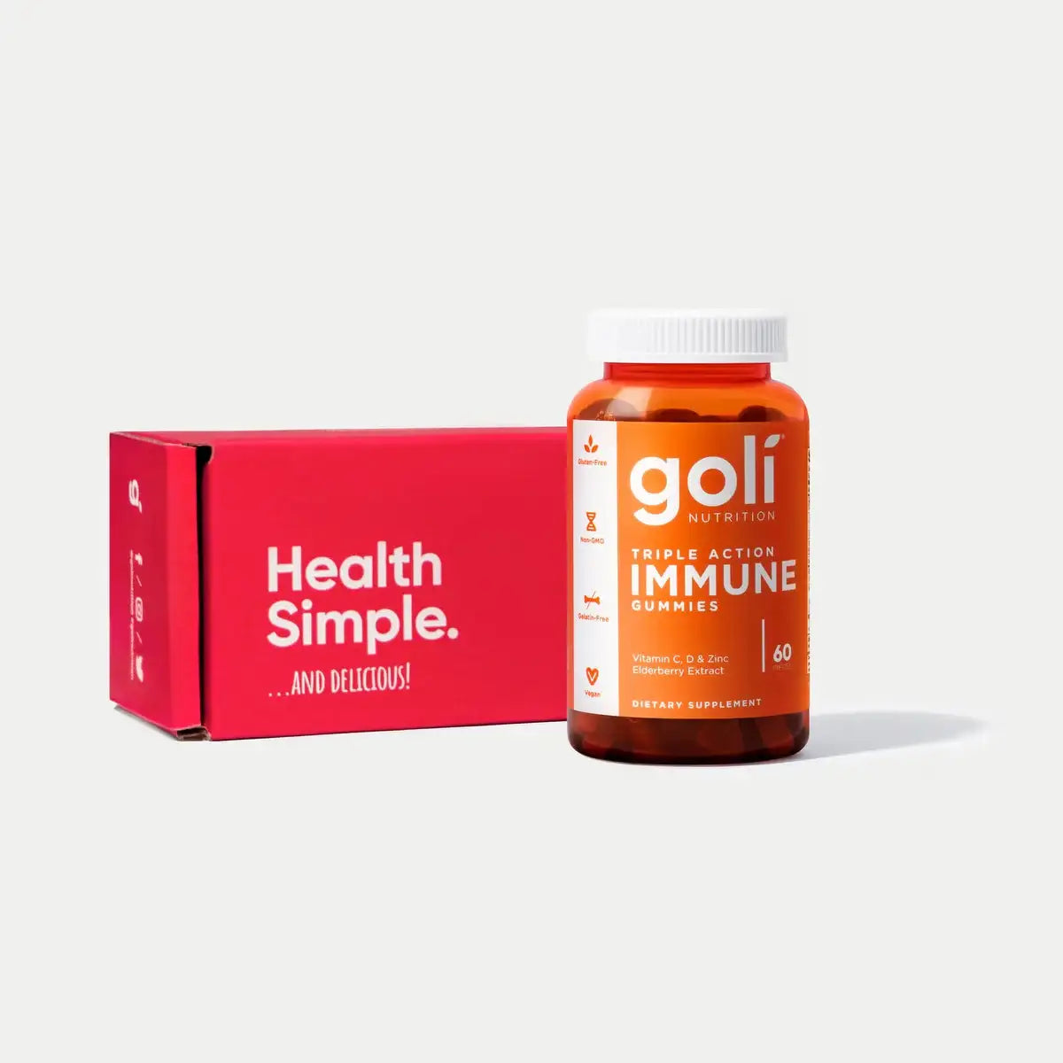 1 Bottle of Goli Triple Action Immune Gummies - Vitamin C, D, Zinc + Elderberry & Botanical Blend - Immune, Gut & Joint Support - Vegan - HSA/FSA Eligible