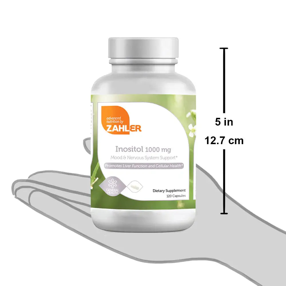 Zahler Inositol Capsules - 1000 mg Myo-Inositol for Mood Nervous System &  Liver Support - Clean Formula - 120 Capsules - HSA FSA Eligible