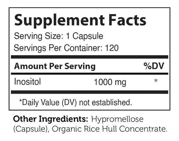 Zahler Inositol Capsules - 1000 mg Myo-Inositol for Mood Nervous System &  Liver Support - Clean Formula - 120 Capsules - HSA FSA Eligible