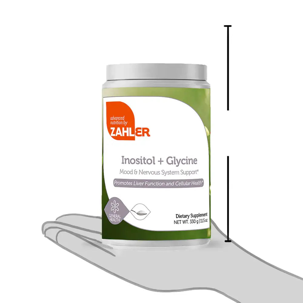Zahler Inositol + Glycine Powder - 2500 mg Each for Mood Liver & Nervous  System Support - Clean Formula - 60 Servings - HSA FSA Eligible