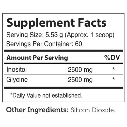 Zahler Inositol + Glycine Powder - 2500 mg Each for Mood Liver & Nervous  System Support - Clean Formula - 60 Servings - HSA FSA Eligible