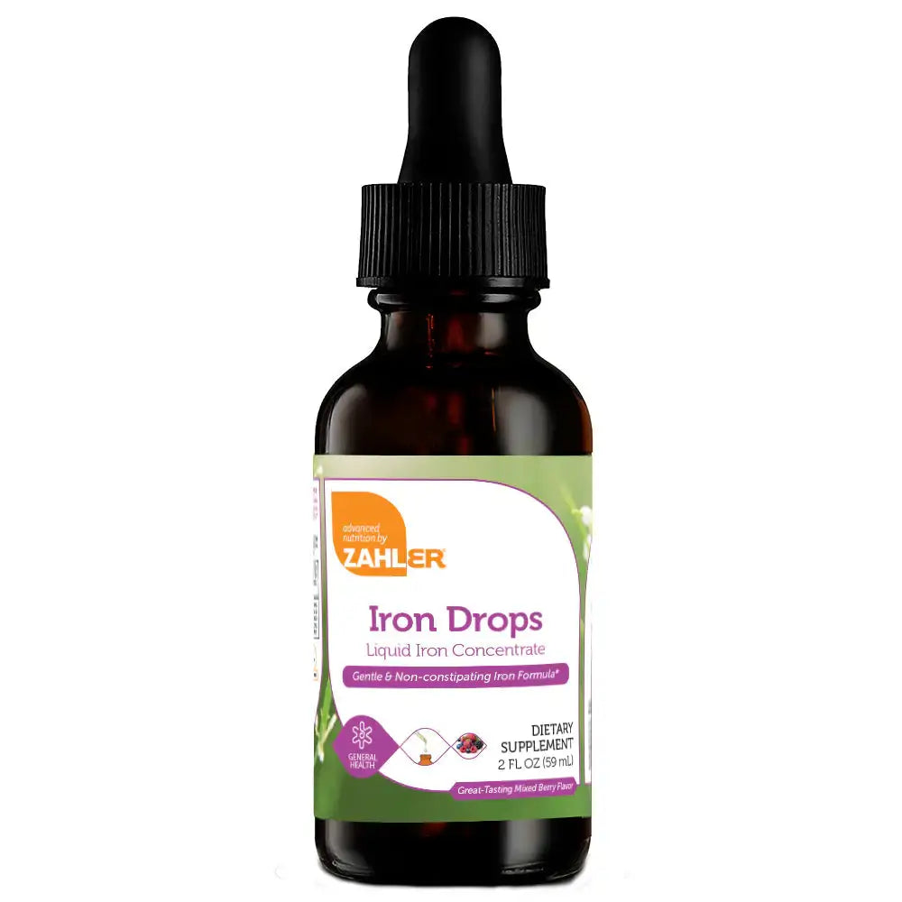 Zahler - Iron Drops - Liquid Iron Supplement - 18mg Gentle Non-Constipating Formula - Mixed Berry Flavor - HSA-FSA Eligible