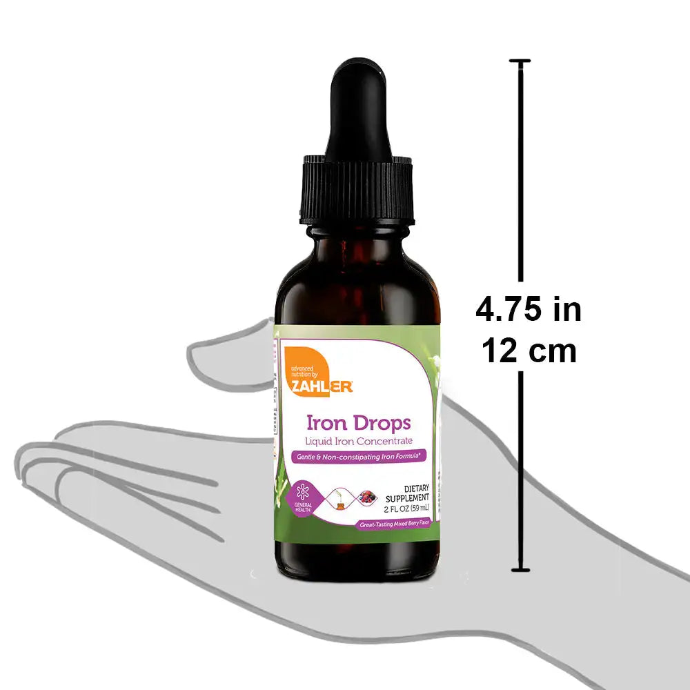 Zahler - Iron Drops - Liquid Iron Supplement - 18mg Gentle Non-Constipating Formula - Mixed Berry Flavor - HSA-FSA Eligible