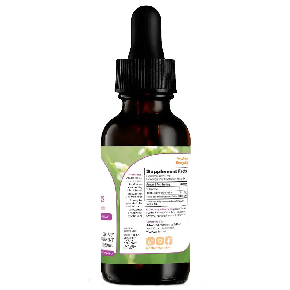 Zahler - Iron Drops - Liquid Iron Supplement - 18mg Gentle Non-Constipating Formula - Mixed Berry Flavor - HSA-FSA Eligible