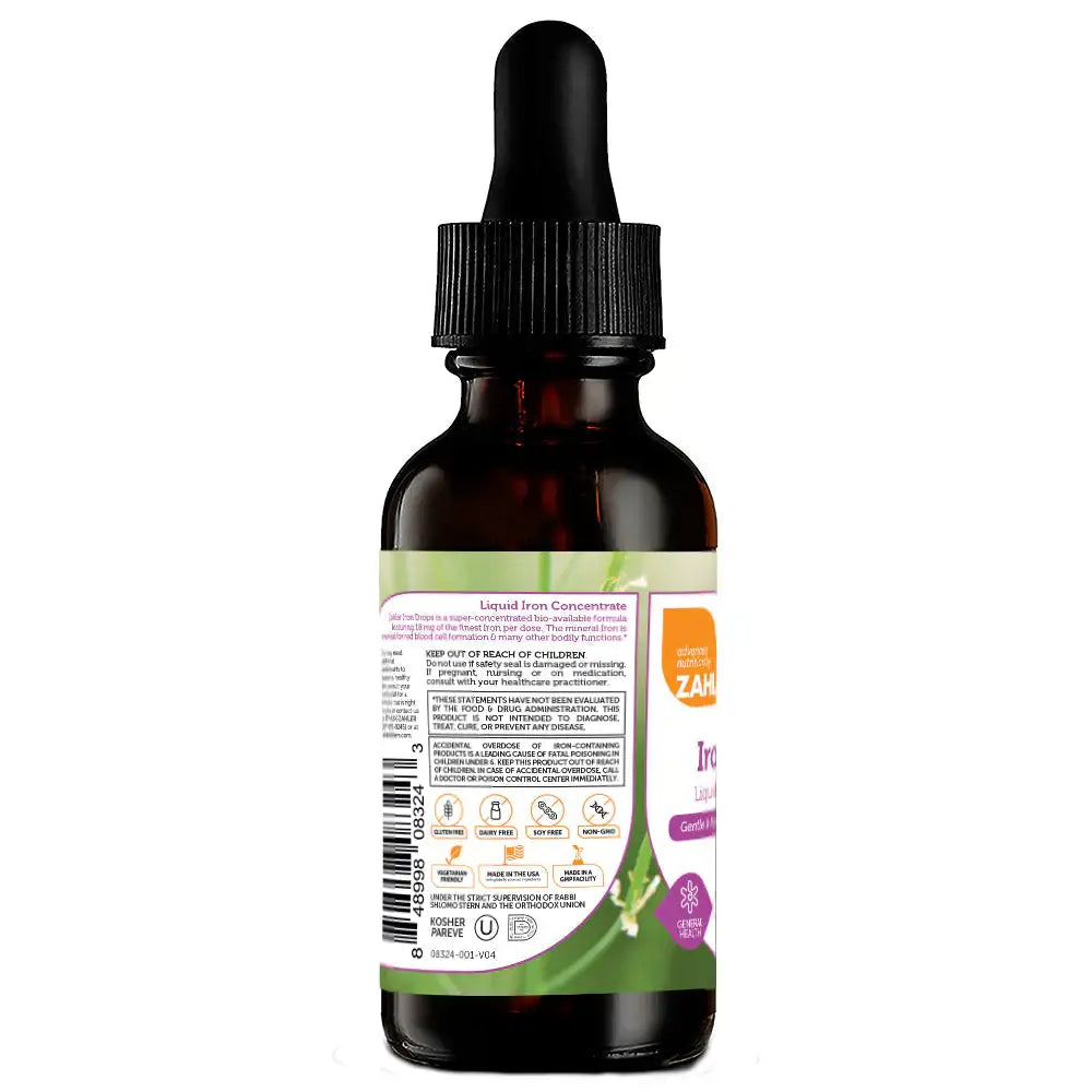 Zahler - Iron Drops - Liquid Iron Supplement - 18mg Gentle Non-Constipating Formula - Mixed Berry Flavor - HSA-FSA Eligible