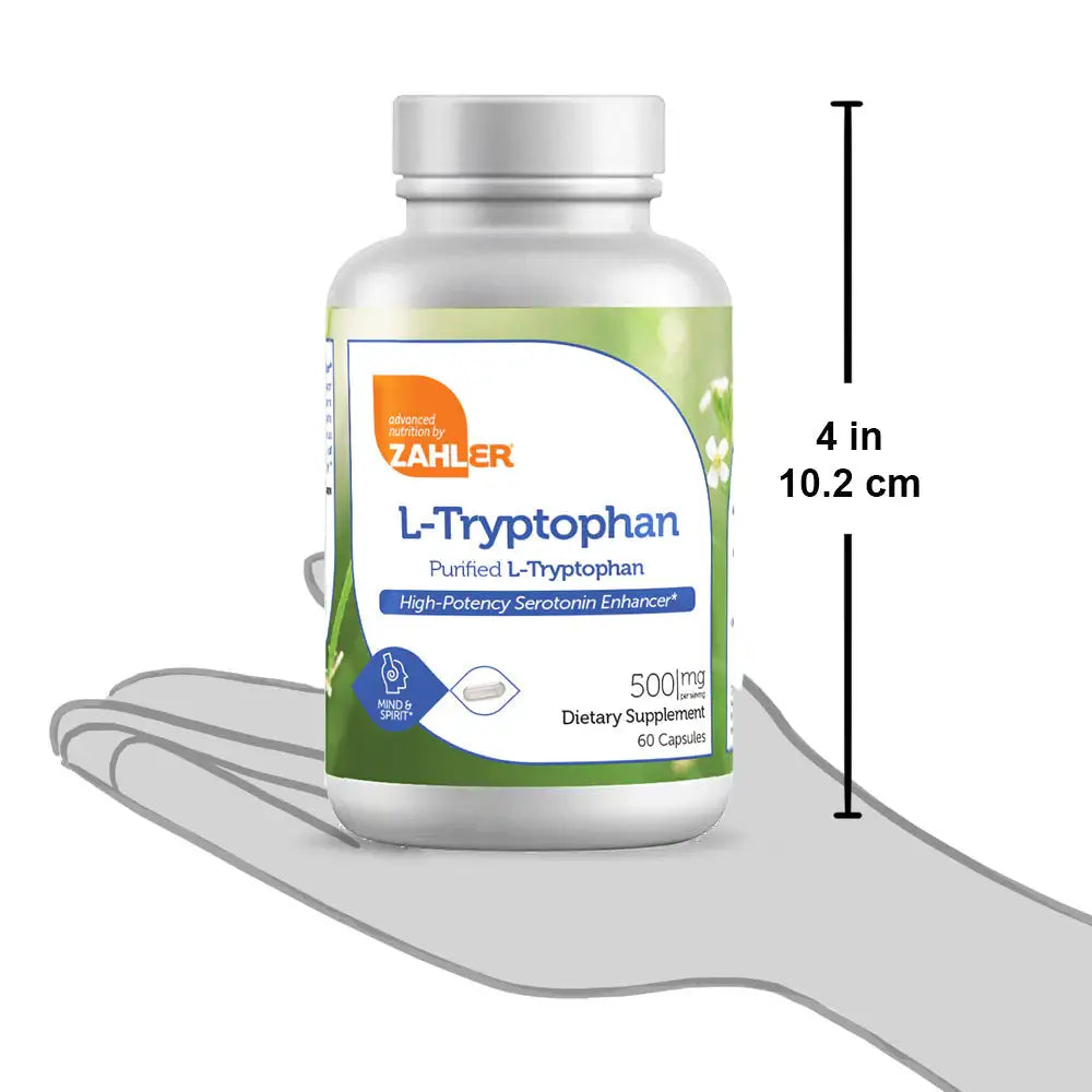 Zahler L-Tryptophan - 500mg Purified Amino Acid for Mood, Sleep & Serotonin Support - 60 Capsules - HSA/FSA Eligible