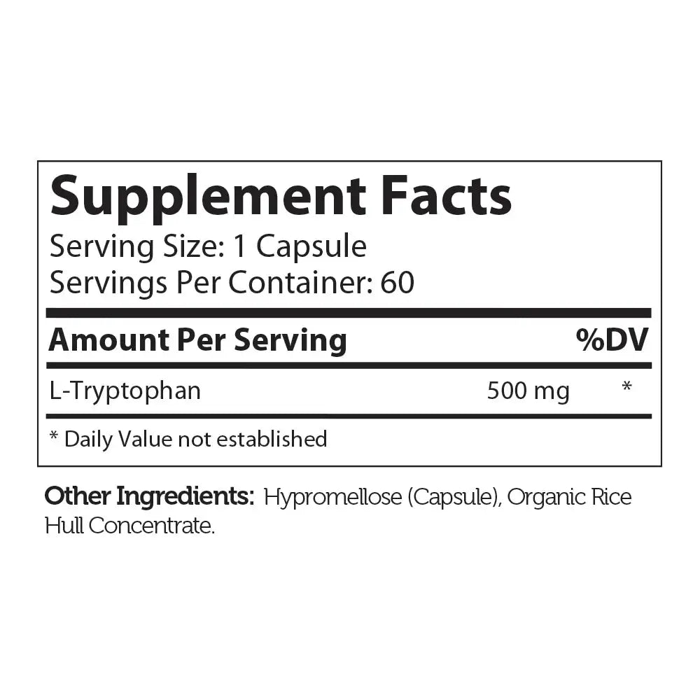 Zahler L-Tryptophan - 500mg Purified Amino Acid for Mood, Sleep & Serotonin Support - 60 Capsules - HSA/FSA Eligible
