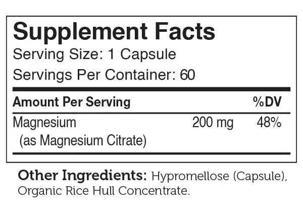 Zahler Magnesium 200mg with Bioactive Magnesium Citrate - Supports Muscle Relaxation Heart Health & Metabolism - 60 120 250 Capsules