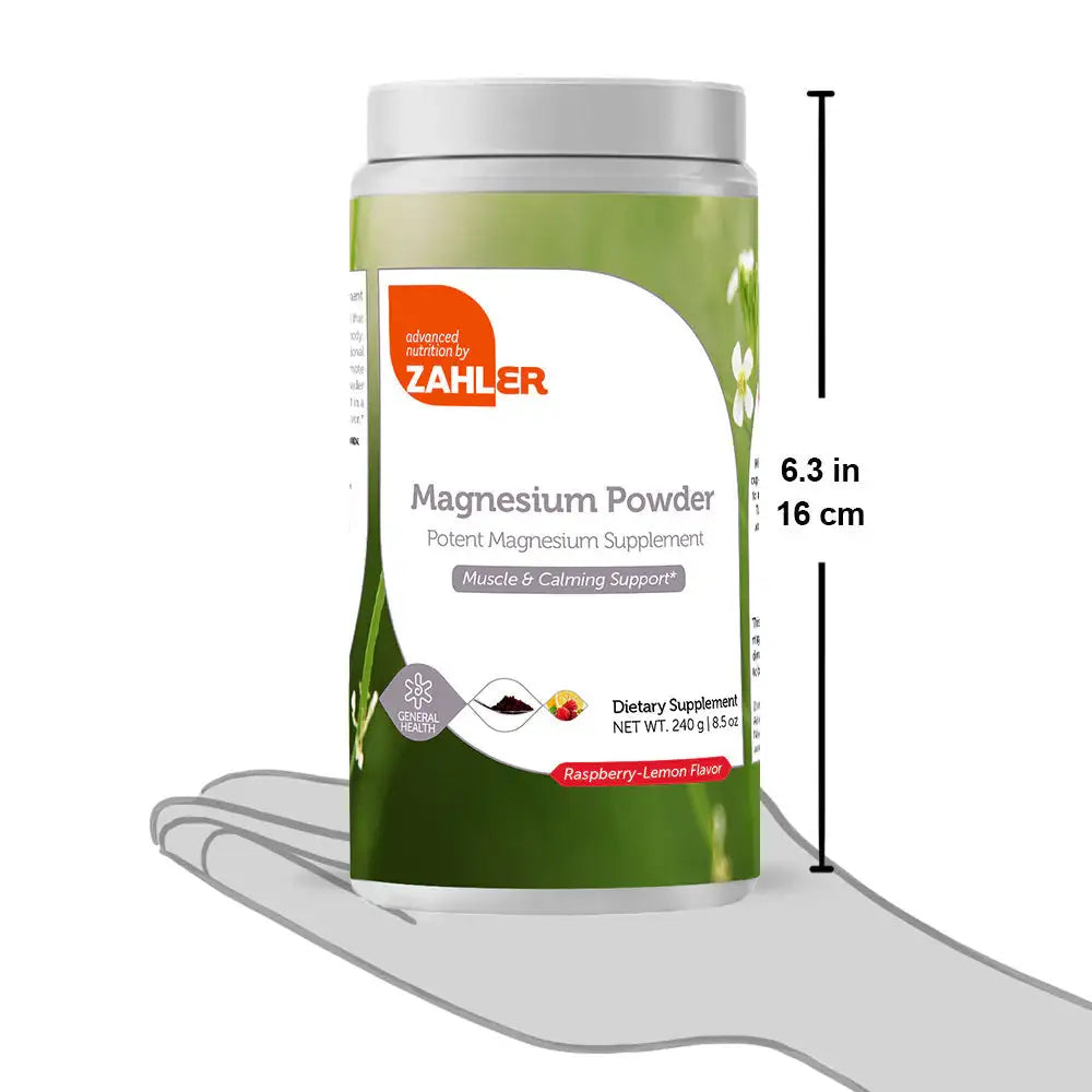 Zahler Magnesium Powder - 350mg Magnesium Carbonate per Scoop - Muscle, Nerve & Calm Support - Raspberry Lemon - HSA/FSA Eligible
