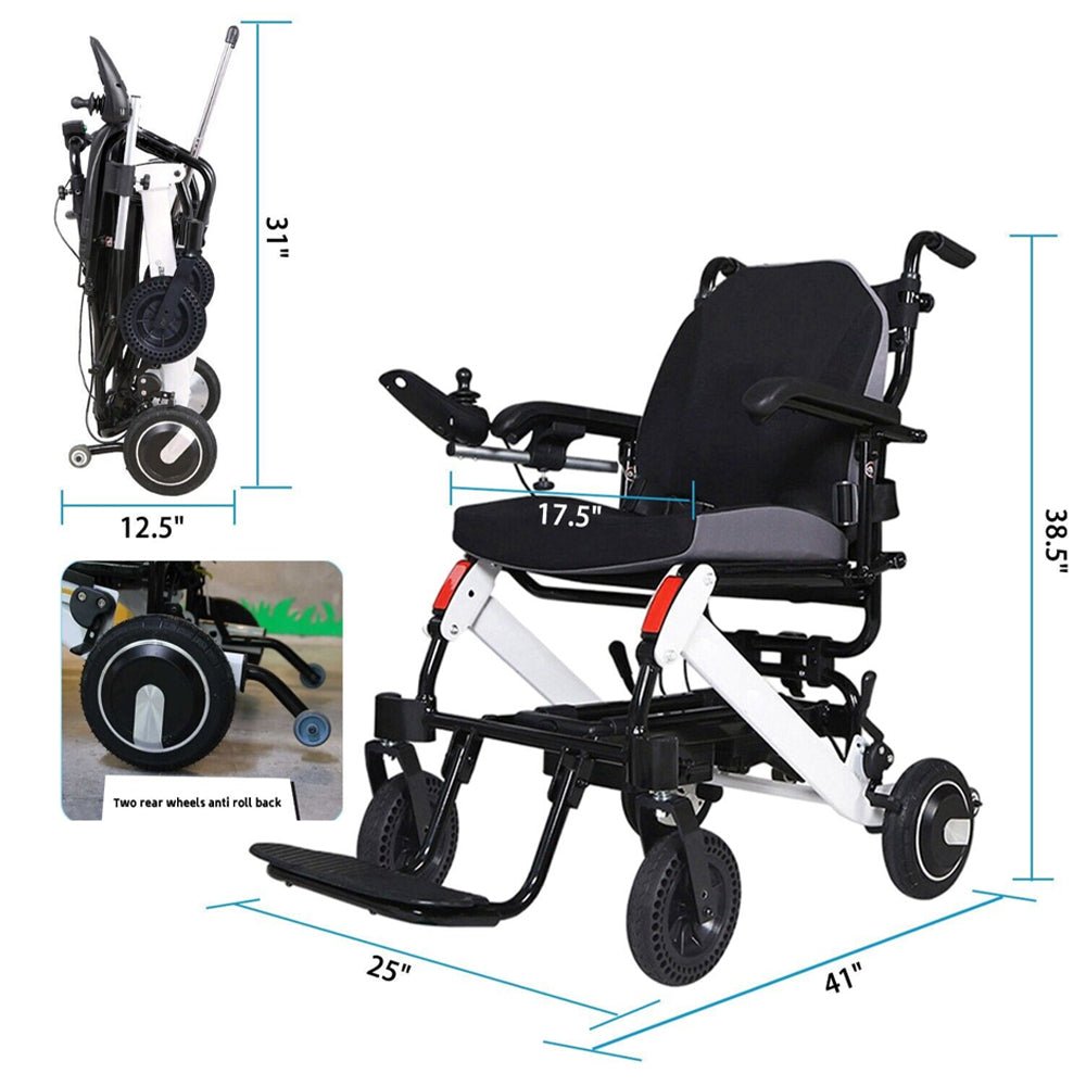 Maidesite 17.5" Wide Seat Lightweight Electric Folding Wheelchair, 500W (90233689)