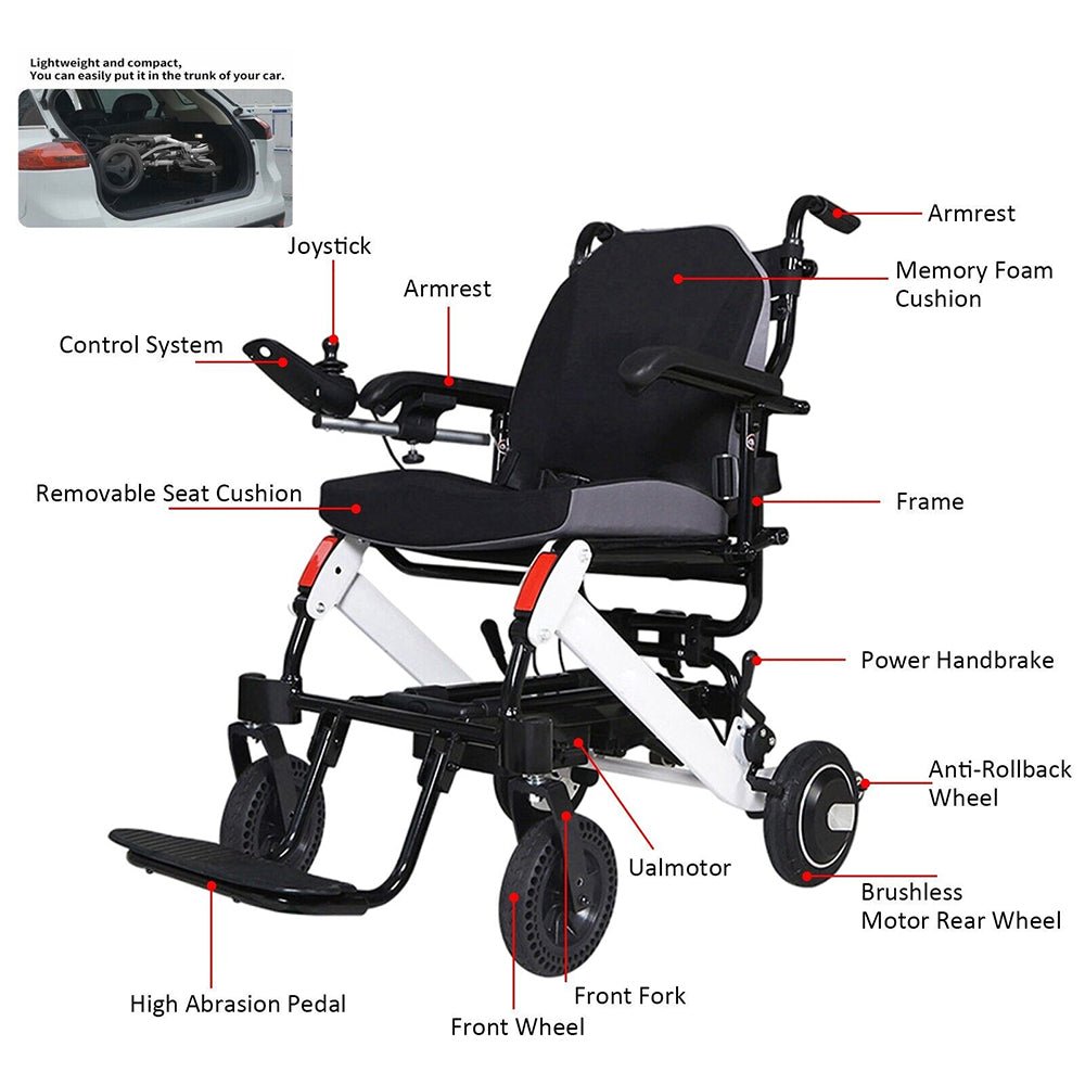 Maidesite 17.5" Wide Seat Lightweight Electric Folding Wheelchair, 500W (90233689)