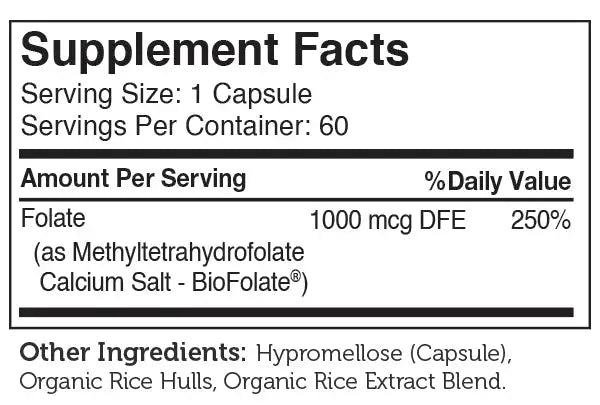 Zahler Methylfolate 1000mcg - Bioactive Folate for Fetal Development & Brain Health - 60 or 120 Capsules - Advanced Methylated Formula