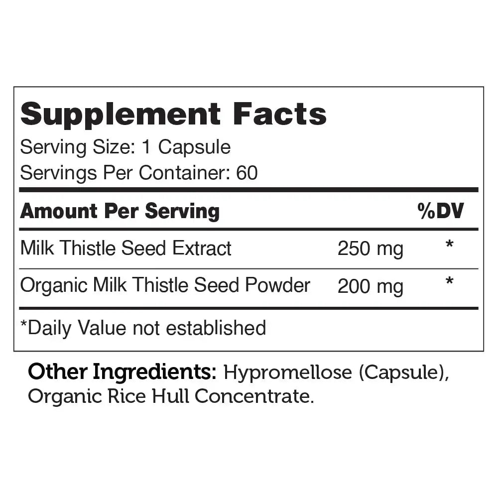 Zahler Milk Thistle - Liver Support & Detox - 250mg Seed Extract + Organic 200mg Powder - 60 Capsules - HSA/FSA Eligible