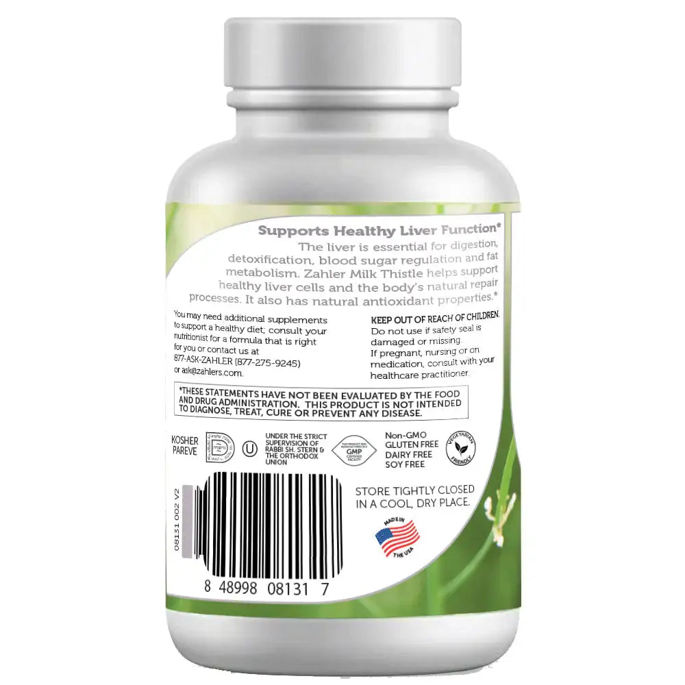 Zahler Milk Thistle - Liver Support & Detox - 250mg Seed Extract + Organic 200mg Powder - 60 Capsules - HSA/FSA Eligible