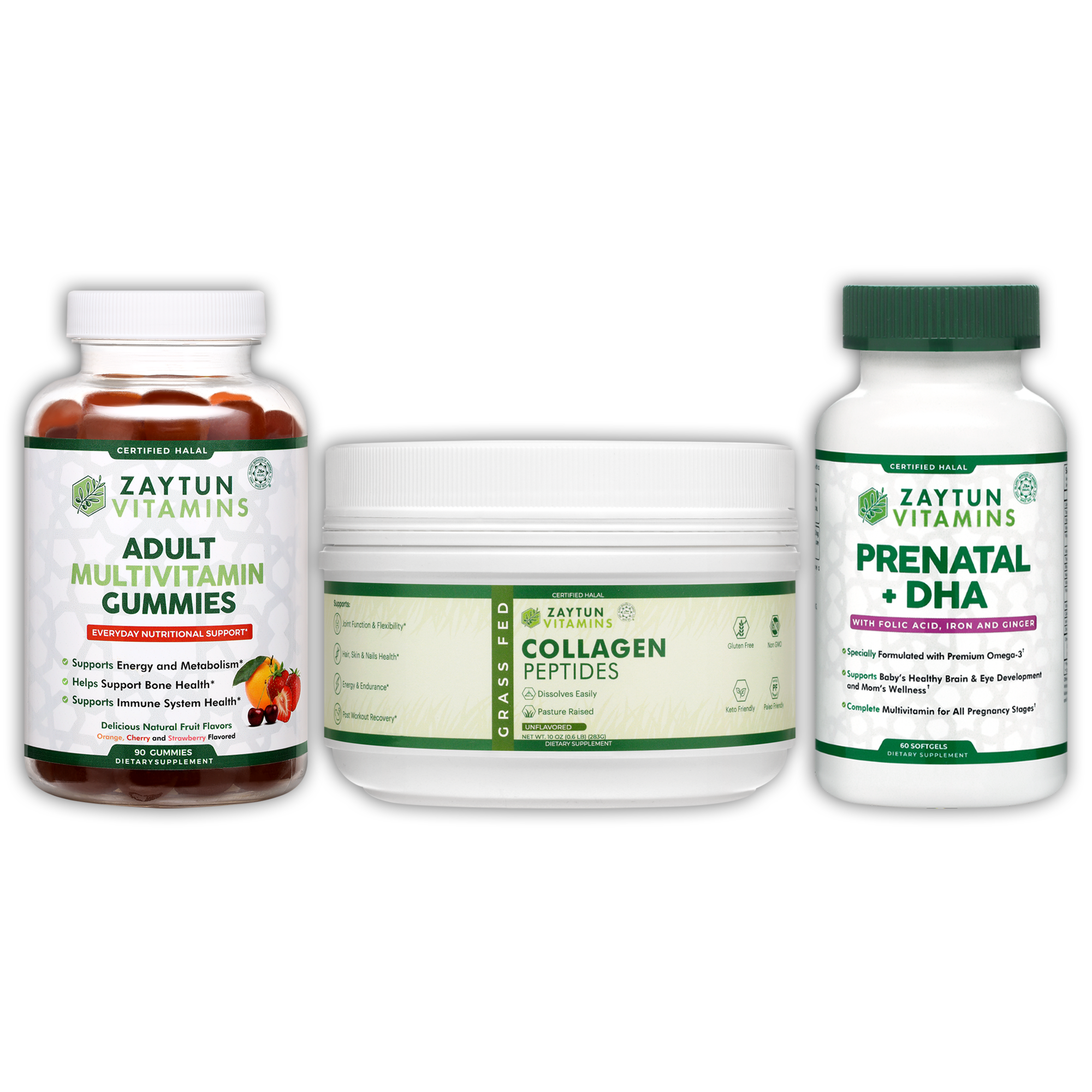 Adult Multivitamins + Collagen Peptides + Prenatal DHA Bundle