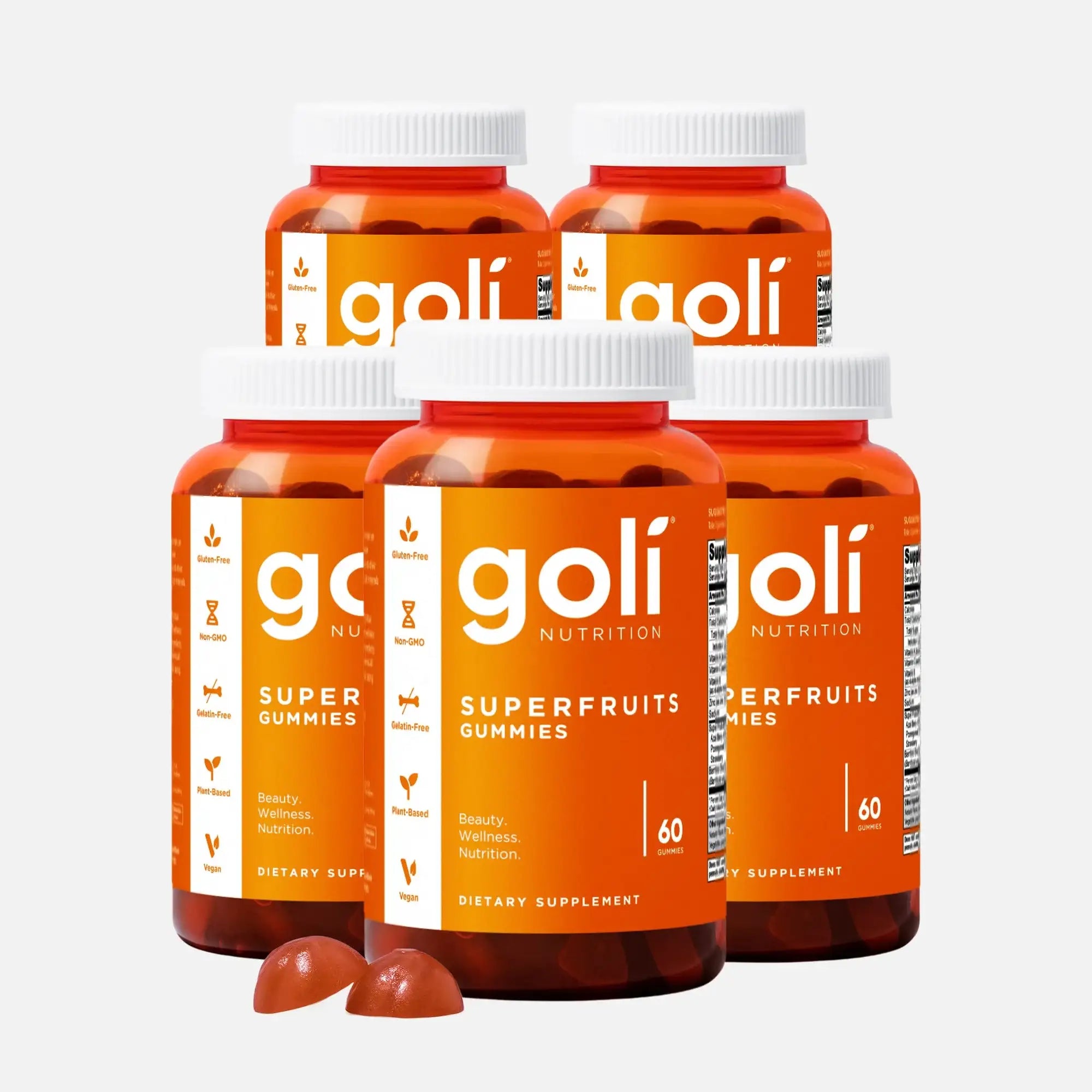 5 Bottles of Goli Nutrition Mixed Fruit Superfruits Gummies, 60 CT