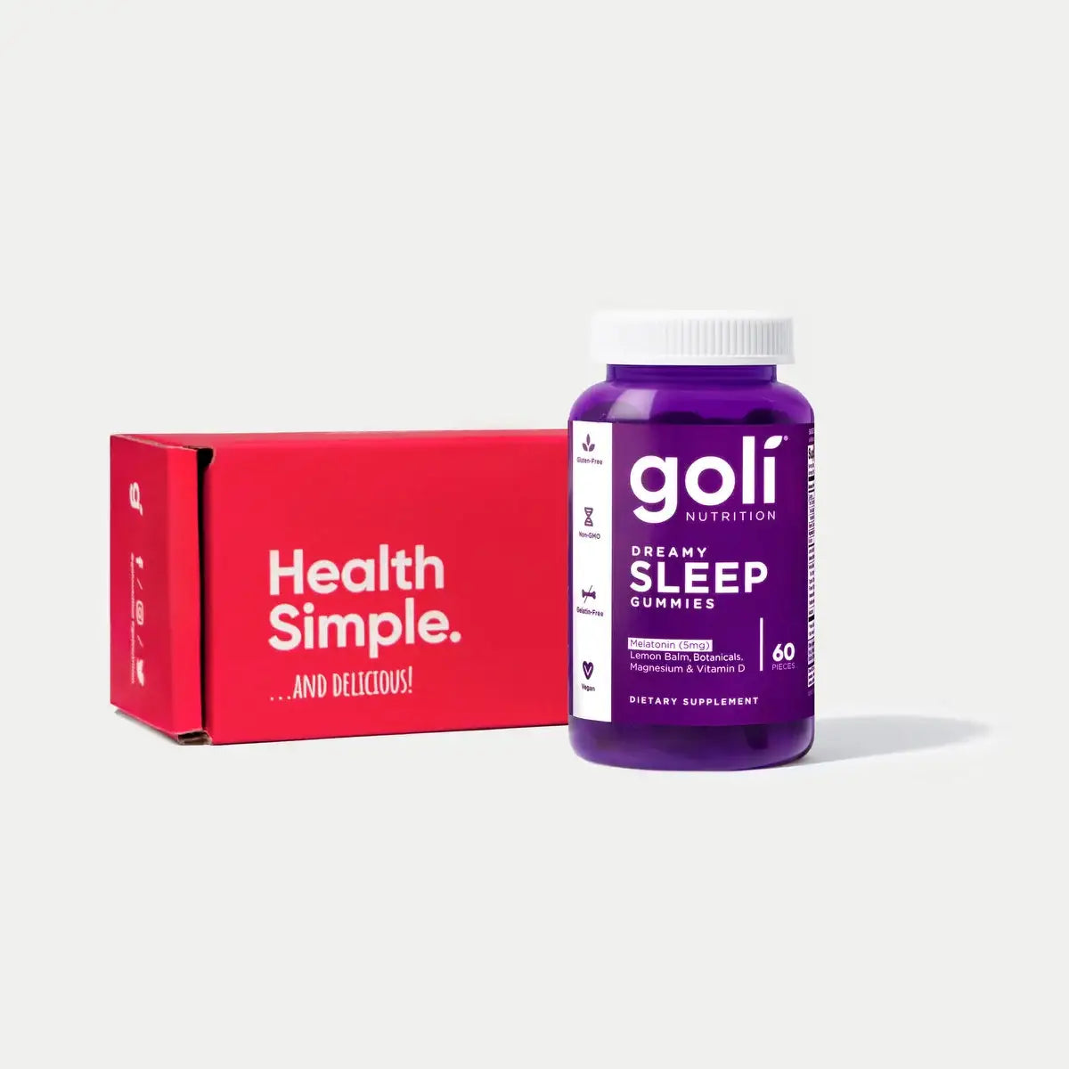 1 Bottle of Goli Dreamy Sleep Gummy - 60 Count - Melatonin, Vitamin D, Magnesium, and Lemon Balm Extract - Gelatin-Free, Gluten-Free, Vegan & Non-GMO
