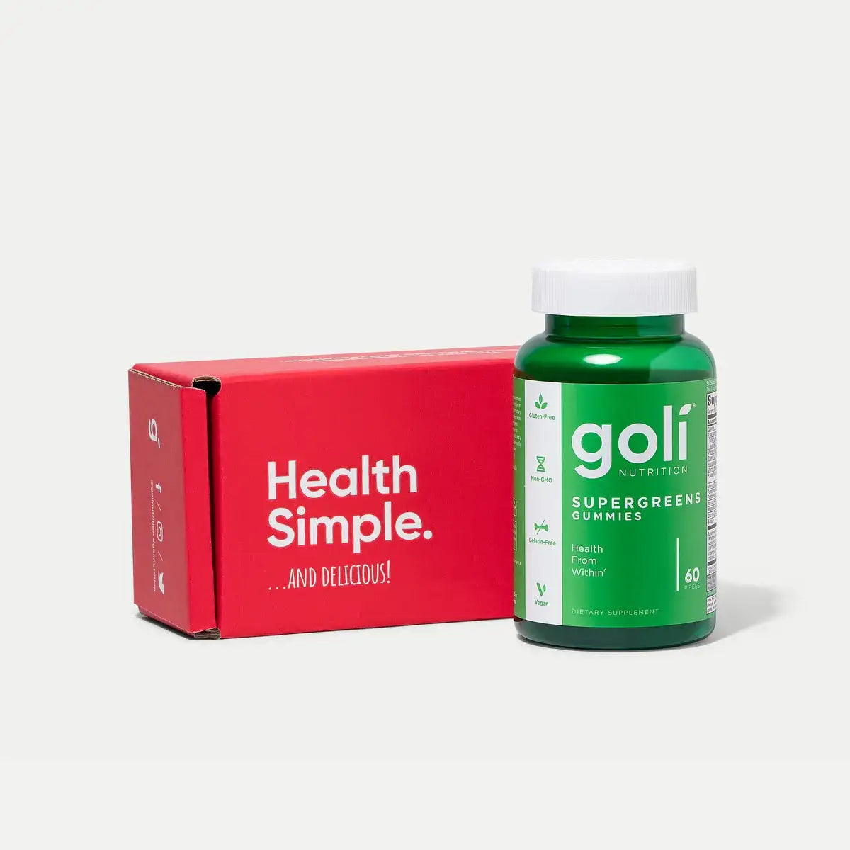 1 Bottle of Goli SuperGreen Vitamin Gummy - 60 Count - Essential Vitamins and Minerals - Plant-Based, Vegan, Gluten-Free & Gelatin Free - Health from Within