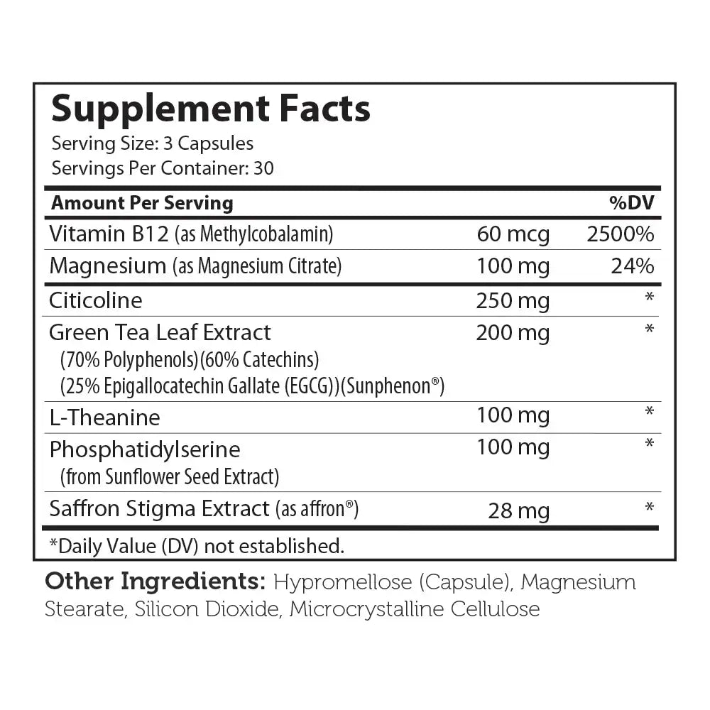 Zahler TeenFocus - Brain Support for Focus & Calm with Lemon Balm, Green Tea & L-Theanine - 90 Capsules HSA/FSA Eligible