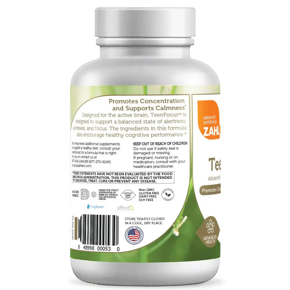Zahler TeenFocus - Brain Support for Focus & Calm with Lemon Balm, Green Tea & L-Theanine - 90 Capsules HSA/FSA Eligible