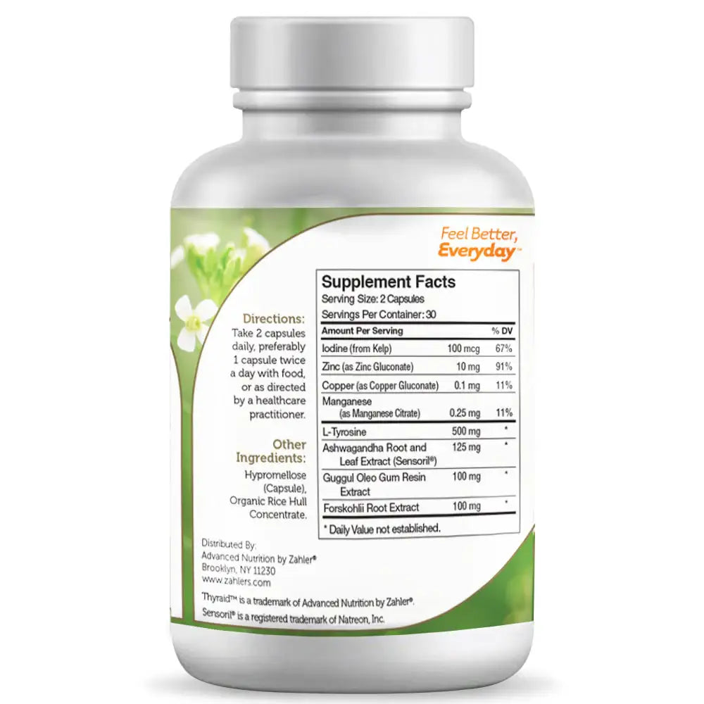 Zahler Thyraid - Thyroid Support with Ashwagandha, Guggul & Forskohlii - Metabolism & Hormone Balance Supplement 60 Ct HSA/FSA Eligible