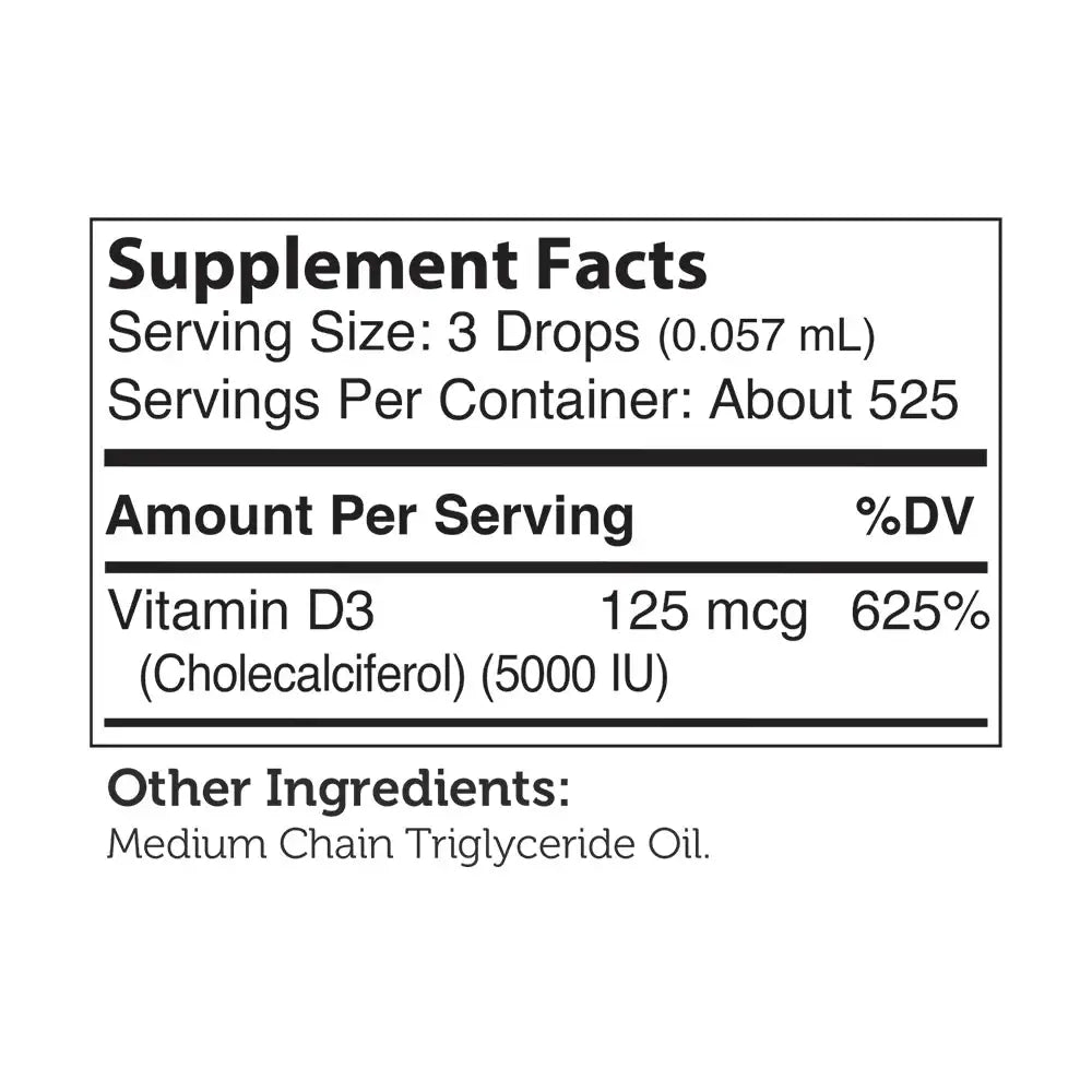Zahler Vitamin D3 Liquid 5000 IU - High-Potency Drops for Bone & Immune Support - 1 fl oz Supplement HSA/FSA Eligible
