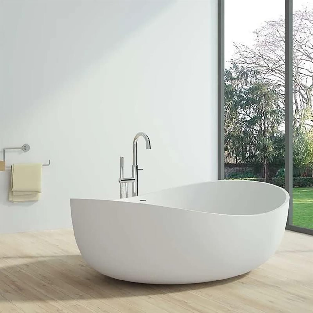 WBT Premium Freestanding Extra Large Oval Stone Besin Soaking Bathtub, 71" (SAK80751)