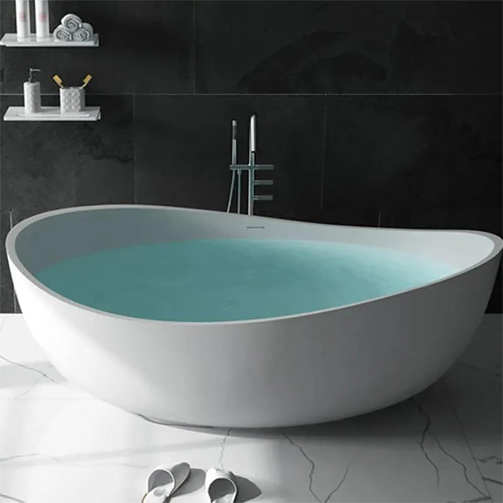 WBT Premium Freestanding Extra Large Oval Stone Besin Soaking Bathtub, 71" (SAK80751)