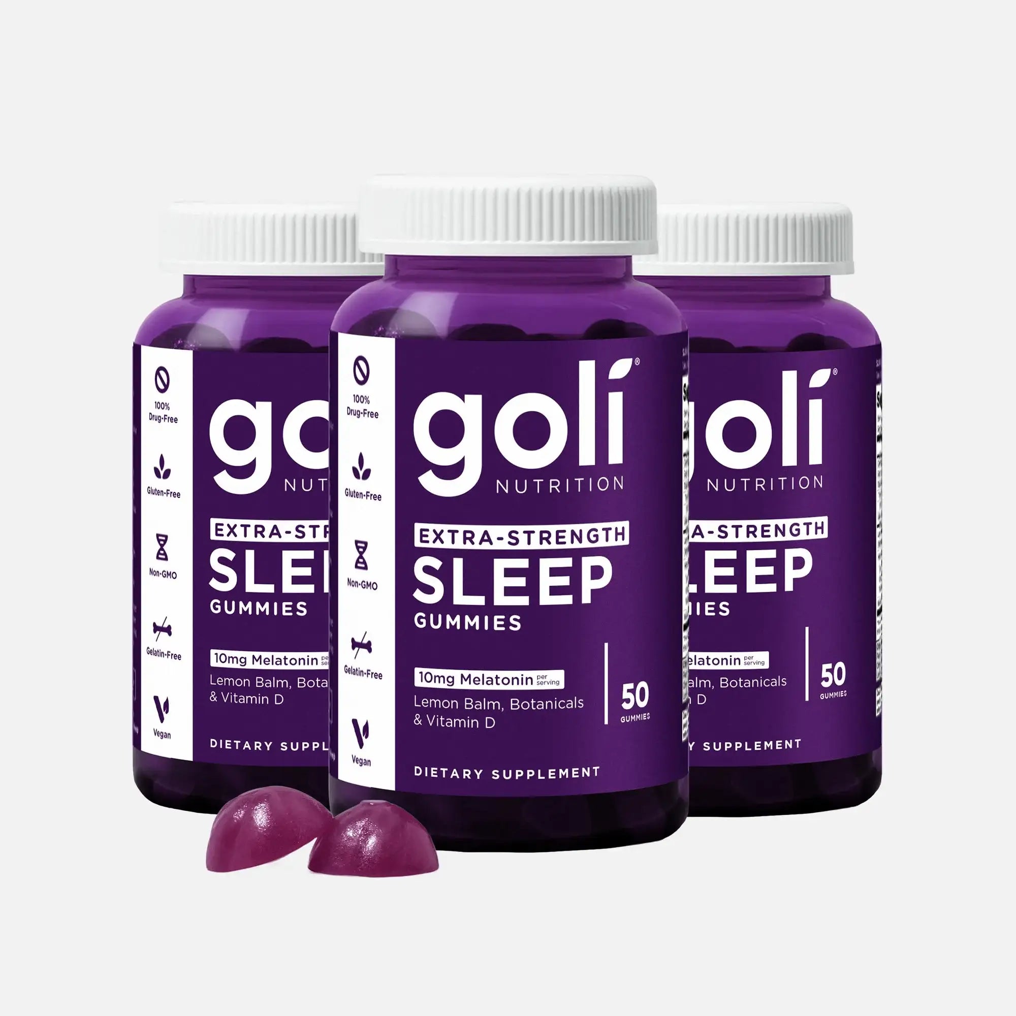 3 Bottles of Extra-Strength Sleep Gummies - 60 Count - Melatonin, Vitamin D, Magnesium, and Lemon Balm Extract - Gelatin-Free, Gluten-Free, Vegan & Non-GMO