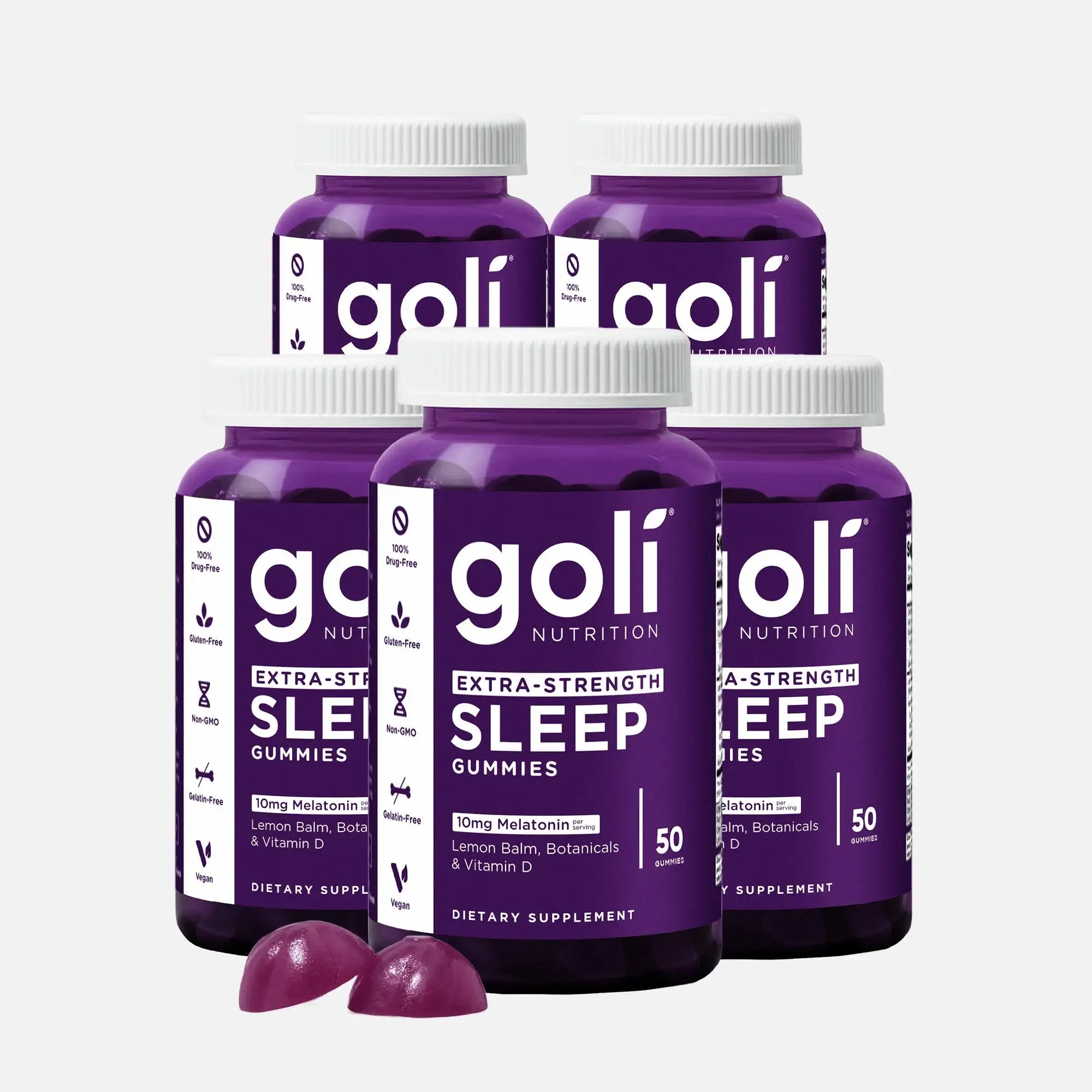 5 Bottles of Extra-Strength Sleep Gummies - 60 Count - Melatonin, Vitamin D, Magnesium, and Lemon Balm Extract - Gelatin-Free, Gluten-Free, Vegan & Non-GMO
