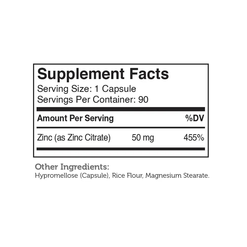 Zahler Zinc Capsules - 50 mg Bioactive Zinc Citrate per Capsule for Immune & Antioxidant Support - 90 Count - HSA/FSA Eligible