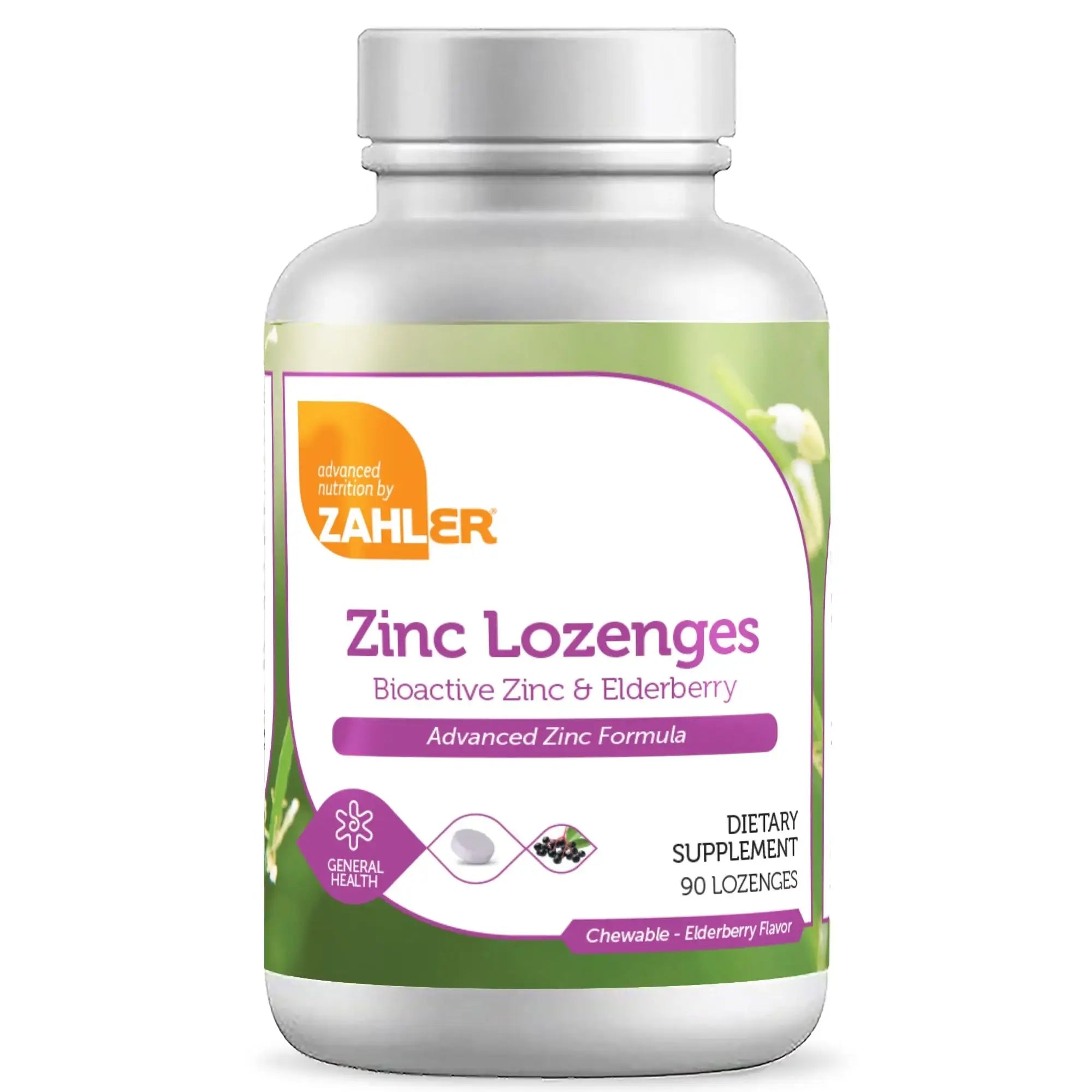 Zahler Zinc + Elderberry Lozenges - 25 mg Bioactive Zinc with 100 mg Elderberry for Immune Support - Elderberry Flavor - 90 Count - HSA/FSA Eligible