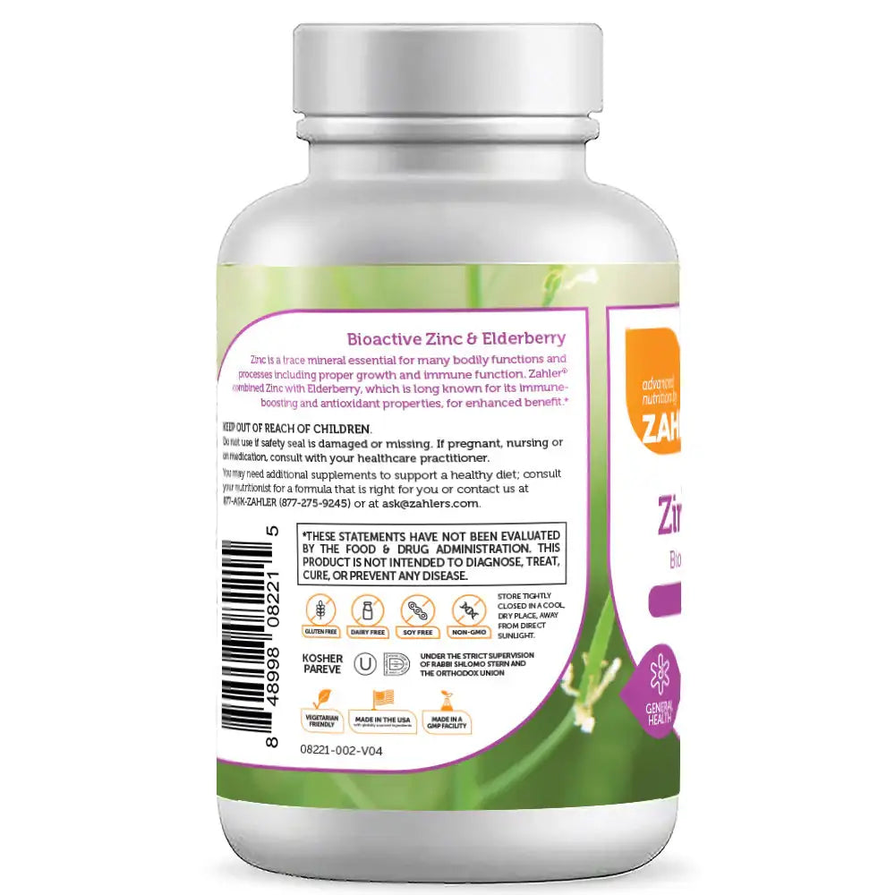 Zahler Zinc + Elderberry Lozenges - 25 mg Bioactive Zinc with 100 mg Elderberry for Immune Support - Elderberry Flavor - 90 Count - HSA/FSA Eligible