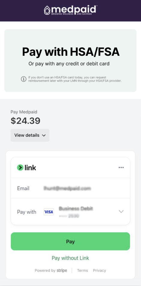 Pay with HSA/FSA and sync orders