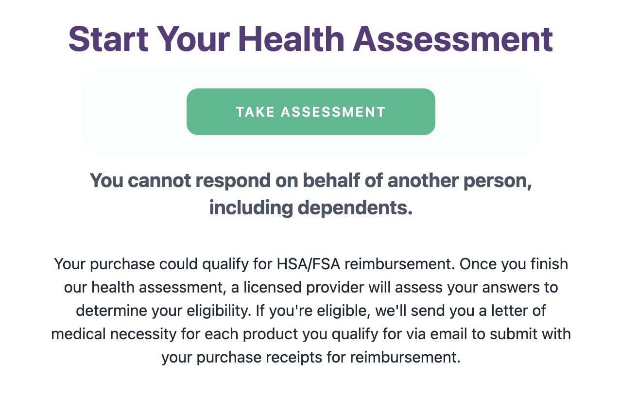 Start Your Health Assessment screen